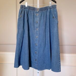Backyard Blues vintage 80's midi denim jean skirt 20W button down western